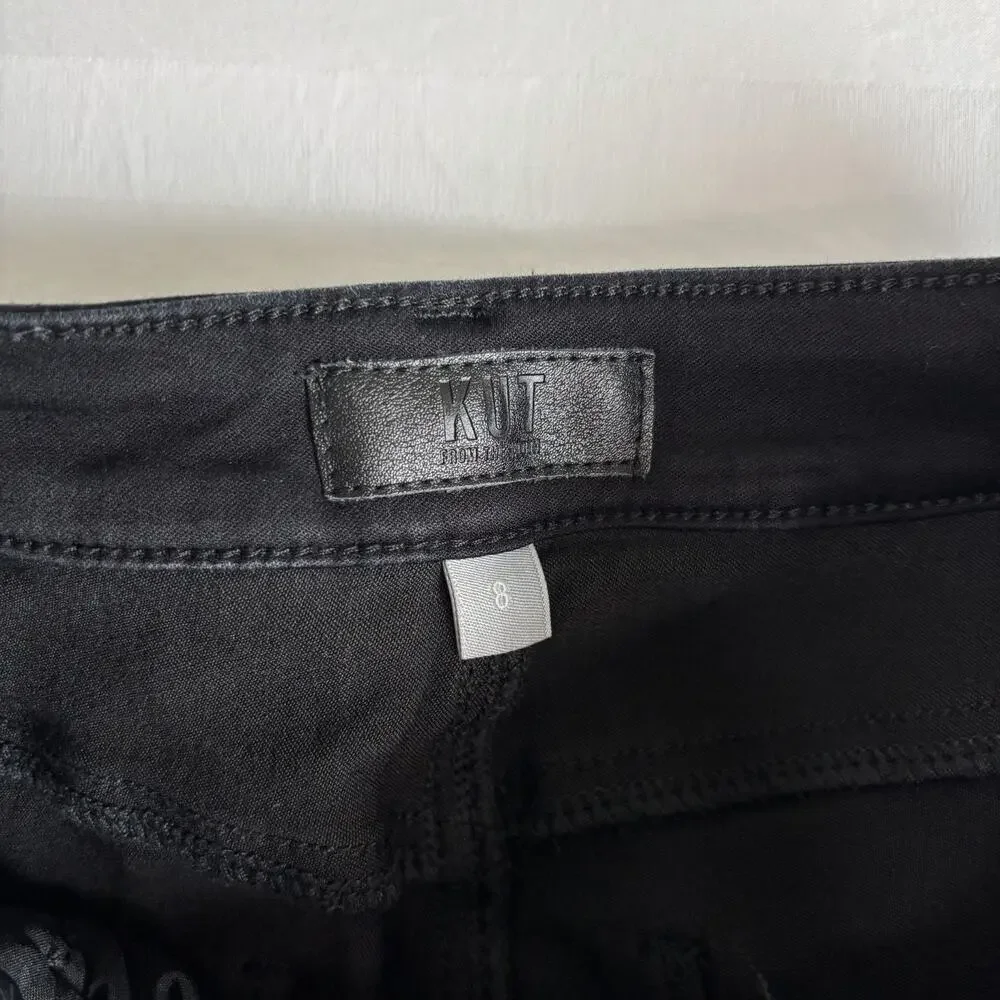 KUT From The Kloth Donna Fab Ab Ankle Skinny Jeans Black Raw Hem Size 8